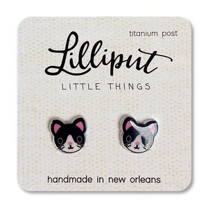 Kitty Cat Earrings (Black &White)